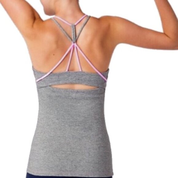 Ivivva Heathered Grey/Pink Strappy Tank - Picture 1 of 12